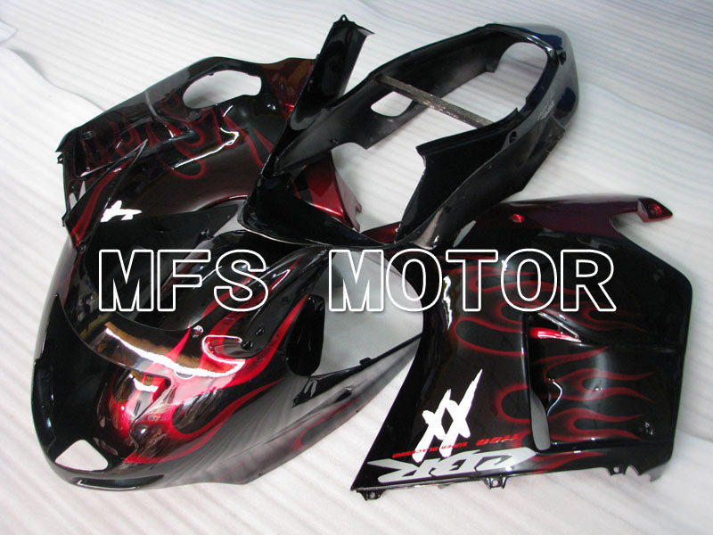 Honda CBR1100XX 1996-2007 Injection ABS Fairing - Flame - Black Red - MFS3249 - Fairings Kit