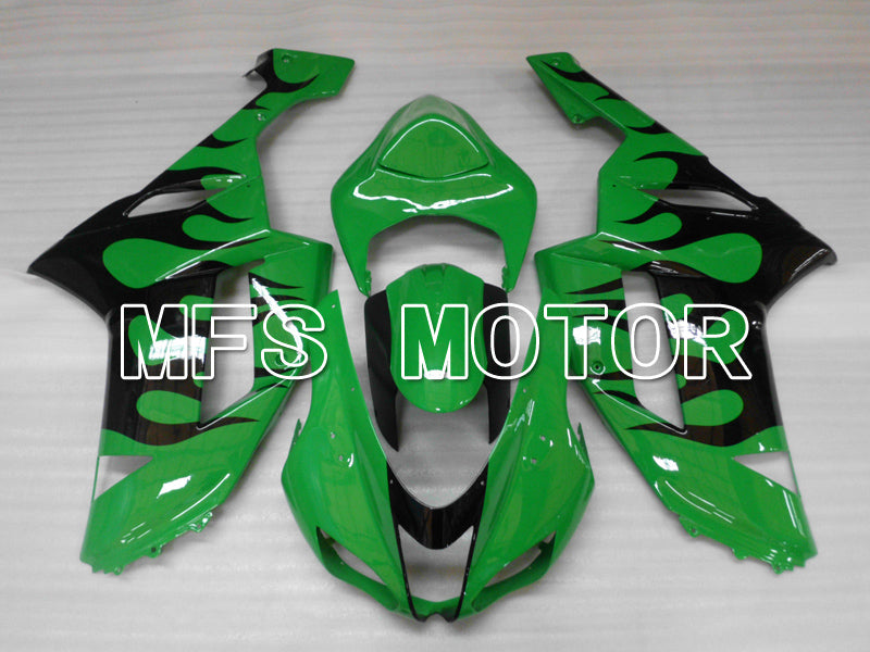 Kawasaki NINJA ZX6R 2007-2008 Injection ABS Fairing - Flame - Black Green - MFS6442 - Fairings Kit