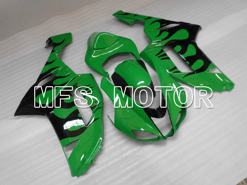Kawasaki NINJA ZX6R 2007-2008 Injection ABS Fairing - Flame - Black Green - MFS6442 - Fairings Kit