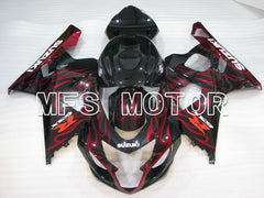 Suzuki GSXR600 GSXR750 2004-2005 Injection ABS Fairing - Flame - Black Red - MFS2319 - Fairings Kit
