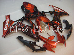 Suzuki GSXR600 GSXR750 2006-2007 Injection ABS Fairing - Flame - Black Orange - MFS2335 - Fairings Kit