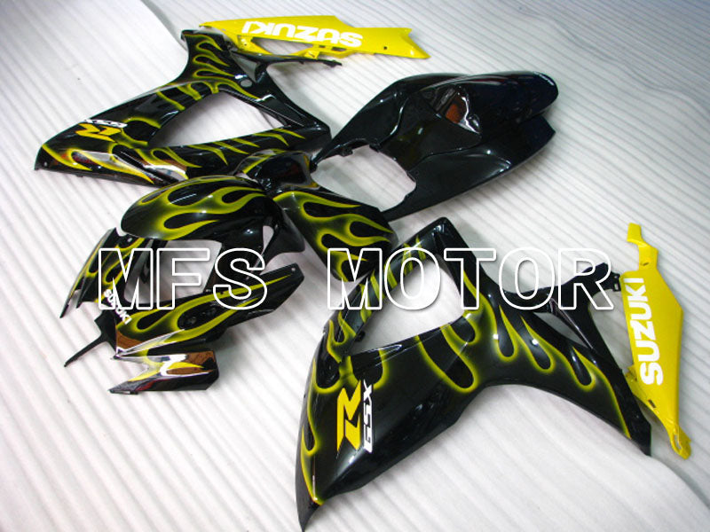 Suzuki GSXR600 GSXR750 2006-2007 Injection ABS Fairing - Flame - Black Yellow - MFS2341 - Fairings Kit