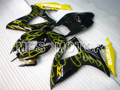 Suzuki GSXR600 GSXR750 2006-2007 Injection ABS Fairing - Flame - Black Yellow - MFS2341 - Fairings Kit