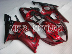 Suzuki GSXR1000 2003-2004 Injection ABS Fairing - Flame - Black Red - MFS2578 - Fairings Kit