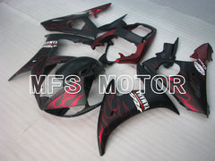 Yamaha YZF-R6 2003-2004 Injection ABS Fairing - Flame - Matte Black Red wine color - MFS3611 - Fairings Kit
