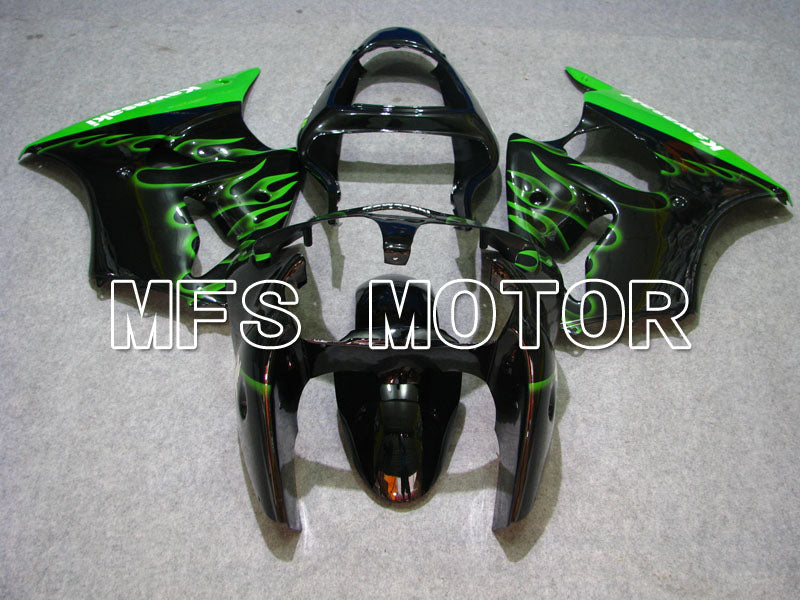 Kawasaki NINJA ZX6R 2000-2002 Injection ABS Fairing - Flame - Black Green - MFS3664 - Fairings Kit
