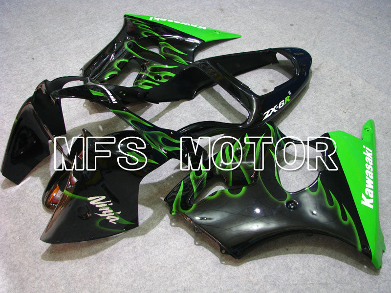 Kawasaki NINJA ZX6R 2000-2002 Injection ABS Fairing - Flame - Black Green - MFS3664 - Fairings Kit