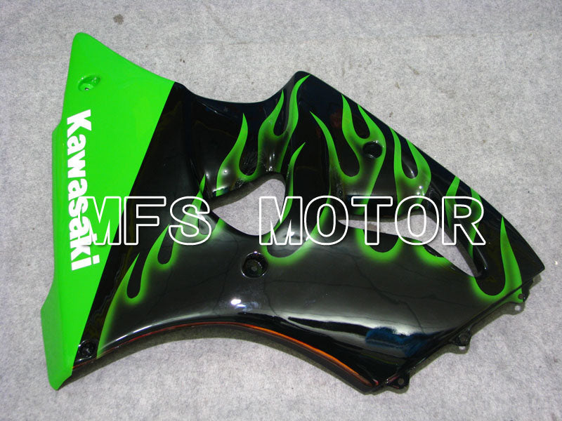 Kawasaki NINJA ZX6R 2000-2002 Injection ABS Fairing - Flame - Black Green - MFS3664 - Fairings Kit
