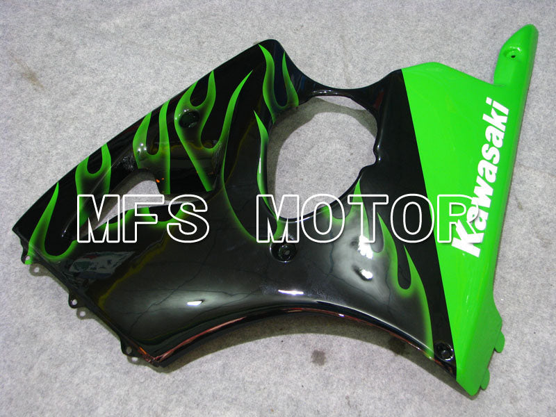 Kawasaki NINJA ZX6R 2000-2002 Injection ABS Fairing - Flame - Black Green - MFS3664 - Fairings Kit