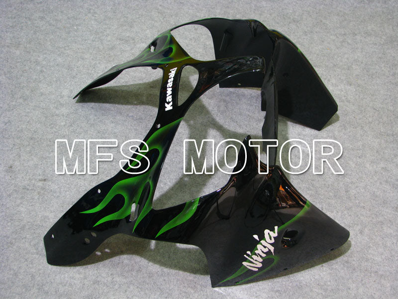 Kawasaki NINJA ZX6R 2000-2002 Injection ABS Fairing - Flame - Black Green - MFS3664 - Fairings Kit