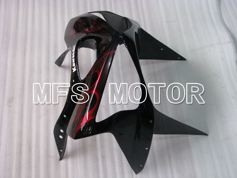 Kawasaki NINJA ZX6R 2003-2004 Injection ABS Fairing - Flame - Black Red - MFS3708 - Fairings Kit