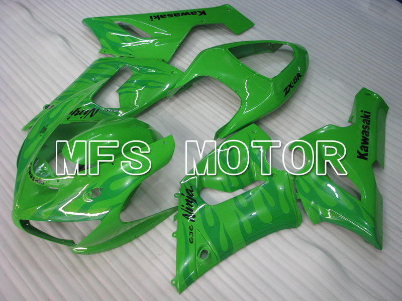 Kawasaki NINJA ZX6R 2005-2006 Injection ABS Fairing - Flame - Green - MFS3772 - Fairings Kit