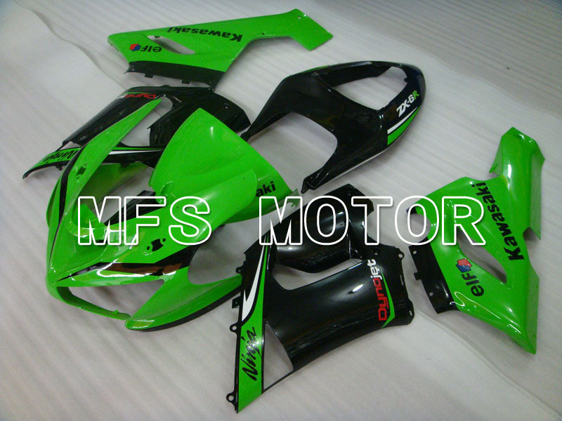 Kawasaki NINJA ZX6R 2005-2006 Injection ABS Fairing - Factory Style - Black Green - MFS3785 - Fairings Kit