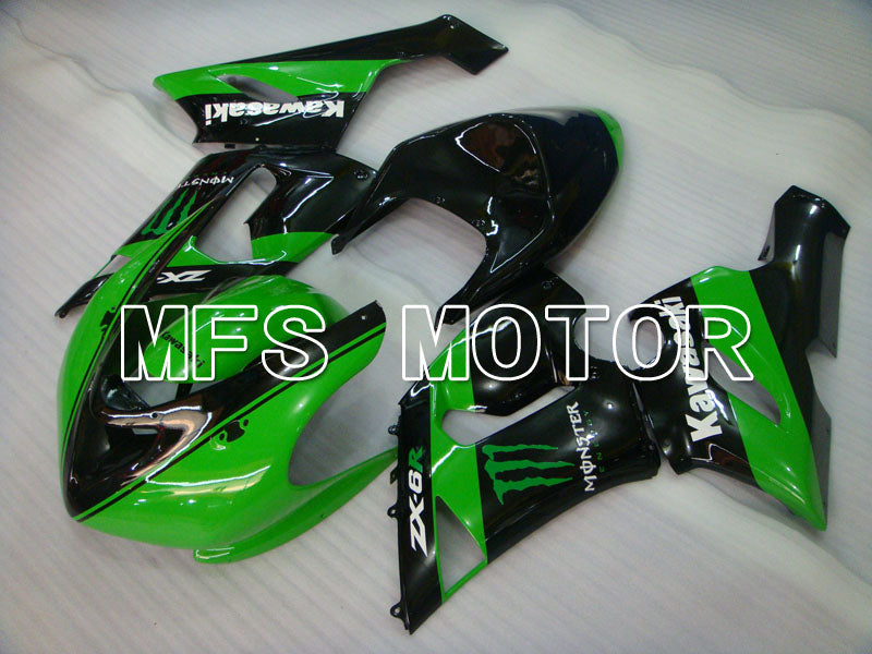 Kawasaki NINJA ZX6R 2005-2006 Injection ABS Fairing - Monster - Black Green - MFS3804 - Fairings Kit