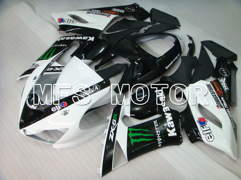 Kawasaki NINJA ZX6R 2005-2006 Injection ABS Fairing - Monster - Black White - MFS3808 - Fairings Kit