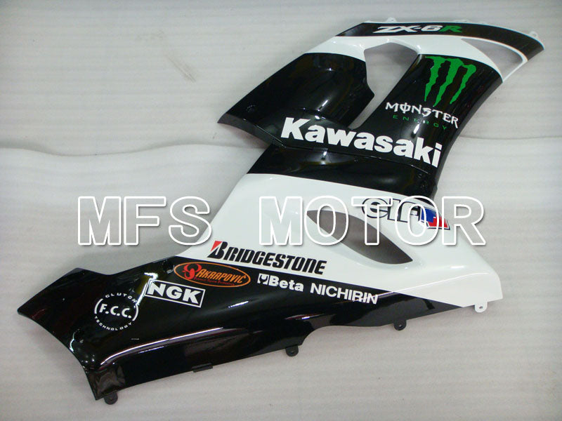 Kawasaki NINJA ZX6R 2005-2006 Injection ABS Fairing - Monster - Black White - MFS3808 - Fairings Kit
