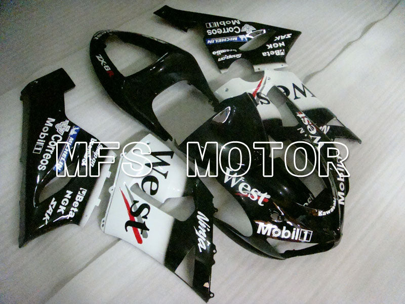 Kawasaki NINJA ZX6R 2005-2006 Injection ABS Fairing - West - Black White - MFS3814 - Fairings Kit