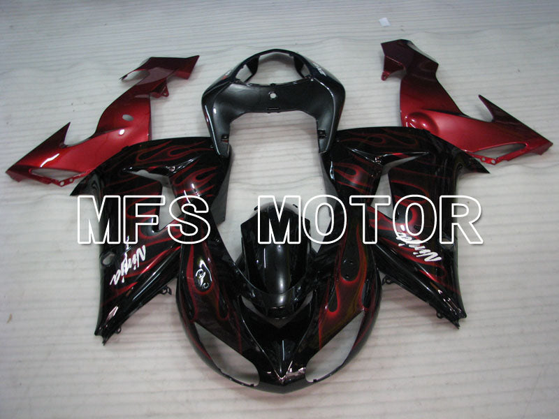 Kawasaki NINJA ZX10R 2006-2007 Injection ABS Fairing - Flame - Black Red - MFS4005 - Fairings Kit