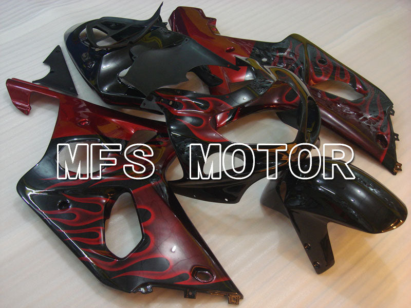 Suzuki GSXR1000 2000-2002 Injection ABS Fairing - Flame - Black Red - MFS4246 - Fairings Kit
