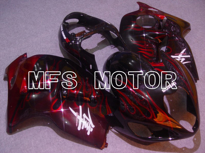 Suzuki GSXR1300 Hayabusa 1999-2007 Injection ABS Fairing - Flame - Black Red - MFS5333 - Fairings Kit