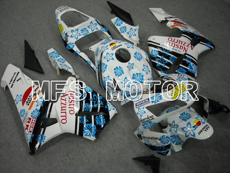 Honda CBR600RR 2003-2004 ABS Injection Fairing - Nastro Azzurro - White Blue - MFS5535 - Fairings Kit