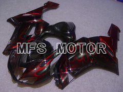 Kawasaki NINJA ZX6R 2007-2008 Injection ABS Fairing - Flame - Black Red - MFS5748 - Fairings Kit