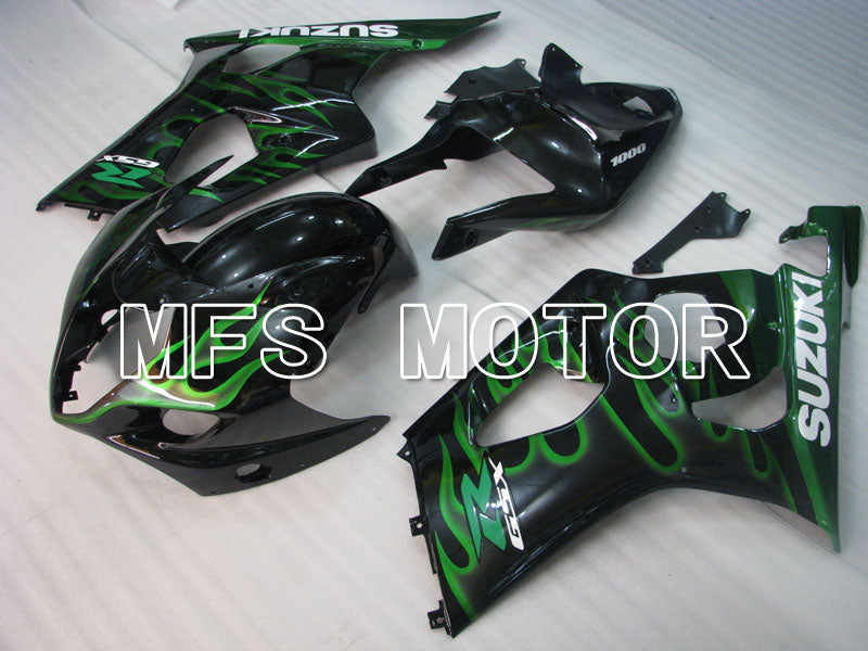 Suzuki GSXR1000 2003-2004 Injection ABS Fairing - Flame - Black Green - MFS2574 - Fairings Kit