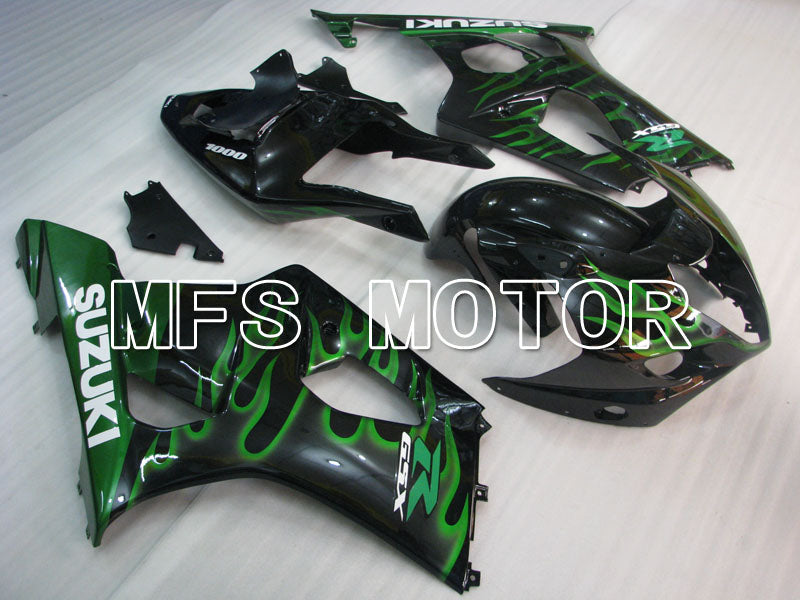 Suzuki GSXR1000 2003-2004 Injection ABS Fairing - Flame - Black Green - MFS2574 - Fairings Kit
